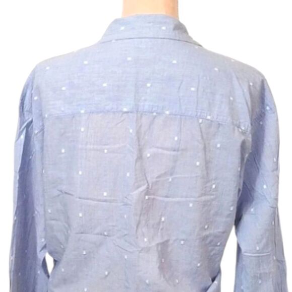 🎁 Victoria's Secret 2016 Blue Embroidered Button Up Night Shirt Medium - Picture 10 of 11